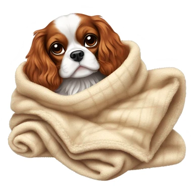 Cavalier King Charles Spaniel dog in a cozy blanket sticker