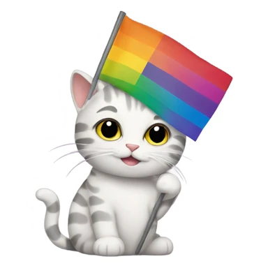 Cat holding pride flag sticker