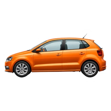 orange car, like volkswagen polo, side view sticker