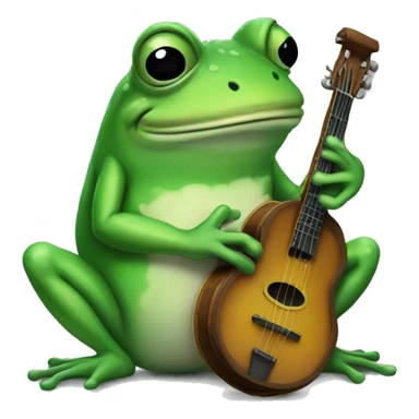 very sad frog that is crying with a banjo sticker