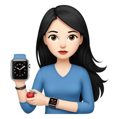 mujer cabello negro largo piel blanca con apple watch en su muñeca midiendo hipertension sticker