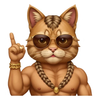 Bodybuilder cat with braids wearing sunglasses with and showing middle finger and cigar in mouth  sticker