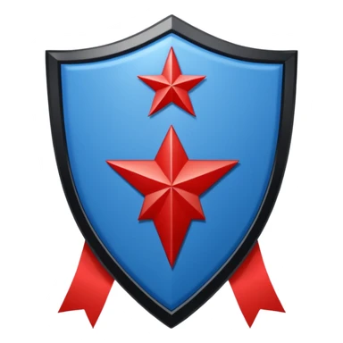 A shield emblem with two top squares: a blue one with "IHS" and a red one with a checkerboard and red circle. The main black shield has a white star, and a white ribbon below reads "DE TENEBRAS ILLUMINARE ET VIAS DIRIGERE".
 sticker