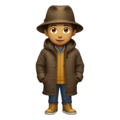 hat-wearing boy in coat sticker