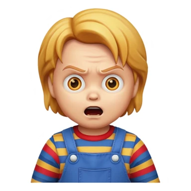 Chucky-Emoji mit überraschtem Blick sticker