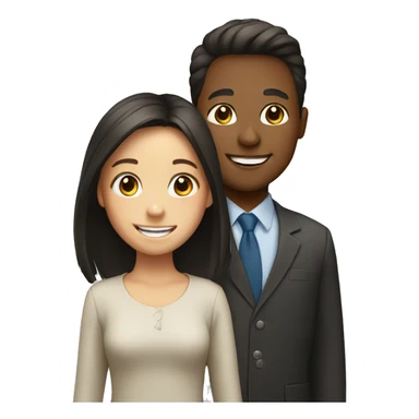 smiling girl with boy sticker