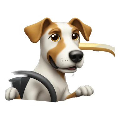 dog driving car sticker