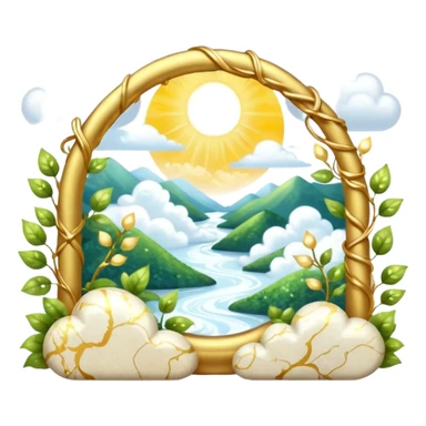 White and glittery gold with marble stones, vines, divine, heavenly, spiritual, pure, glowing, cute clouds, sunshine, sparkly, beautiful, elegant, luxurious, pretty, aesthetic scenery scene picture   sticker