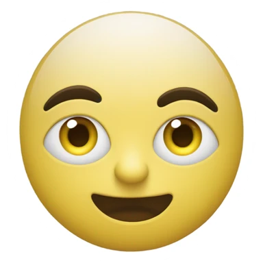 Yellow round face, one wide eye looking left, other partially closed, small tilted mouth showing skepticism. sticker