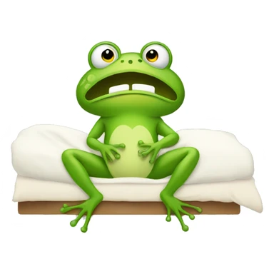 A frog sitting up in bed sticker