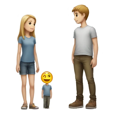 Long height boy looking at a short height girl sticker