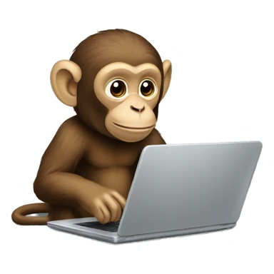 a capuchin monkey working on a laptop sticker