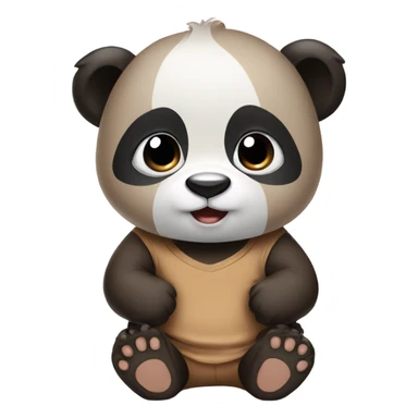 Baby panda wearing brown t shirt sticker