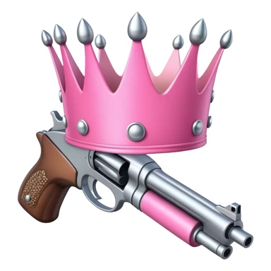pink crown with silver gun bullets sticker