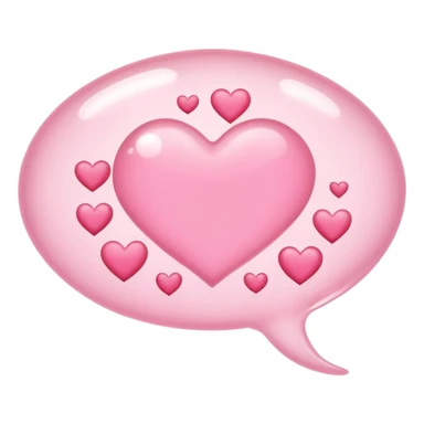 A light pink texting bubble (like iMessage) with multiple tiny hearts slowly rising out of it, sticker