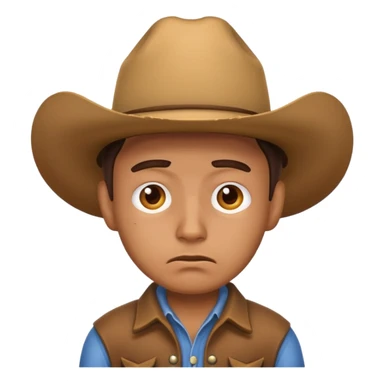 emoji of a cowboy with a worried expression sticker