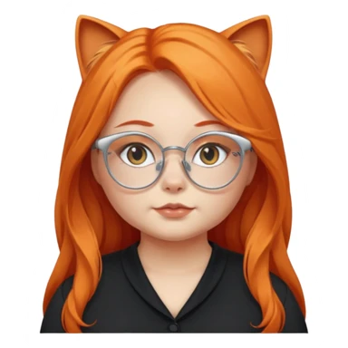 girl with chubby cheeks, very long orange hair, and silver cat-eye glasses. Black clothes sticker