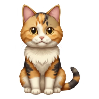 full body calico tabby  cat with small head and short but chubby body sticker