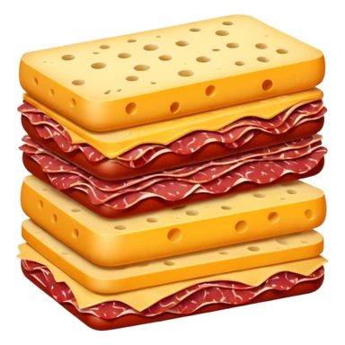 Sliced cheese and sliced salami stacked up sticker