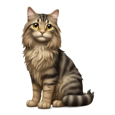 a long haired tabby full body sticker