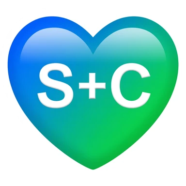 Blue and green heart with a S+C sticker