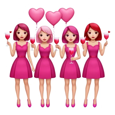 galentines party : change their outfits in red and pink, add pink heart balloons and pink cocktails in their hands sticker