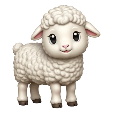 cinematic-[realistic lamb]-realistic-full-body-standing-emoji,-tail-flicking-lazily,-head-tilted-dramatically,-curly-[white]-fur,-simplified-yet-realistic-focused-features,-highly-detailed,-glowing-with-an-almost-sarcastic-glow sticker