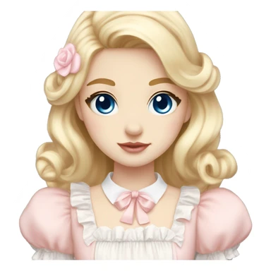 sweet lolita blond hair blue eyes white skin light pink dress sticker