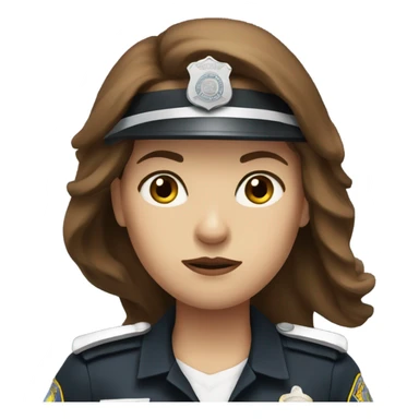 A police woman, brown long hair white skin and look serious  sticker