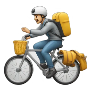 Bicyclist avoiding menacing bus sticker