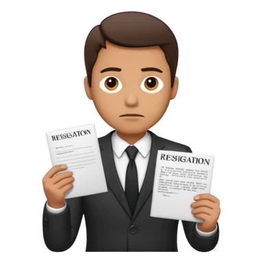 Man in work office resignation  sticker