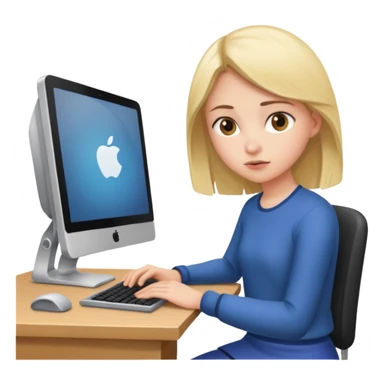 девушка работающая за компьютером sticker