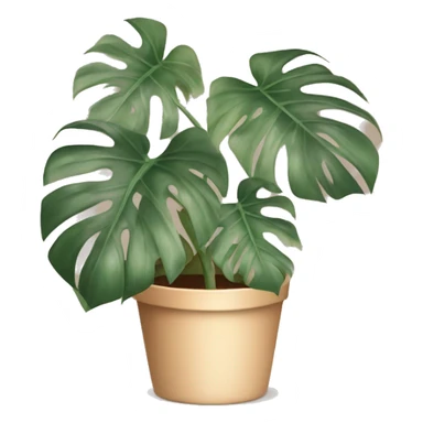 monstera plant in a pot pot in pastel brown colors sticker