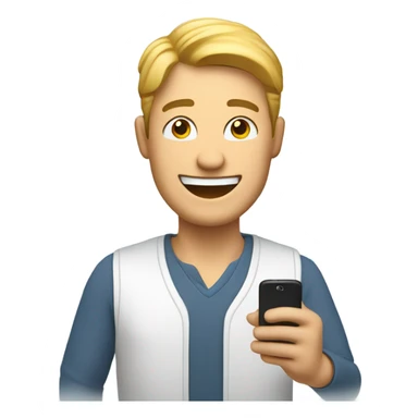 a man happy with a smartphone showing charts sticker