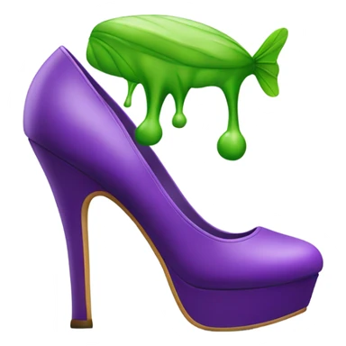 A purple platform high heel with green stink lines above it and 2 flies buzzing above it sticker