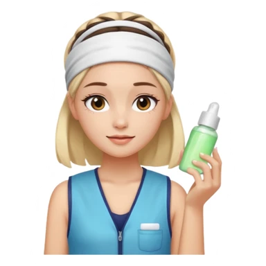 Clean girl aesthetic emoticons, apply skincare products, headband, glowing skin, vest, soft lighting
 sticker