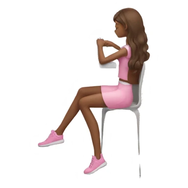 Girl with Brown Hair Working on pink Laptop  sticker