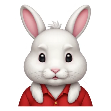 white large bunny, pet lover, red shirt, pony tail. sticker