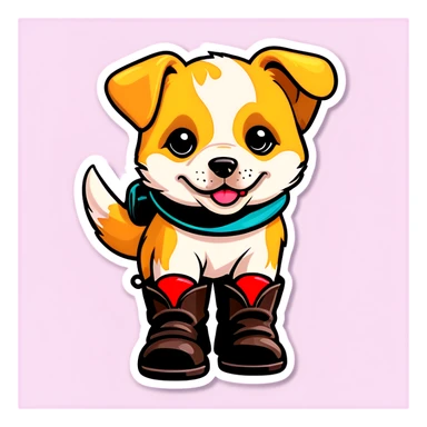 Puppie wearing boots sticker