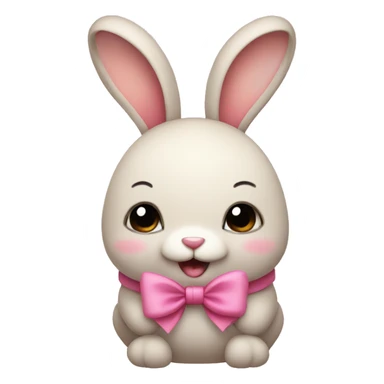 bunny with chubby cheeks and pink bow sticker