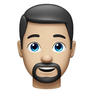 White man with rounded face, blue eyes, circle beard and short black hair sticker