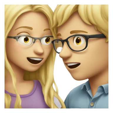 Blonde girl biting boy with glasses  sticker