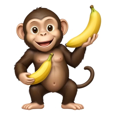 cartoon chimpanzee happily holding a banana sticker