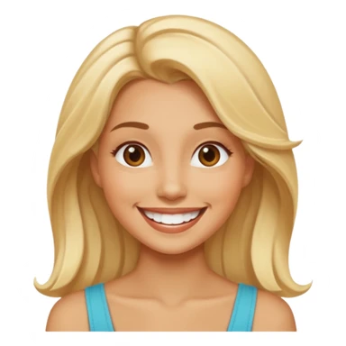  a woman totally happy with the biggest smile sticker