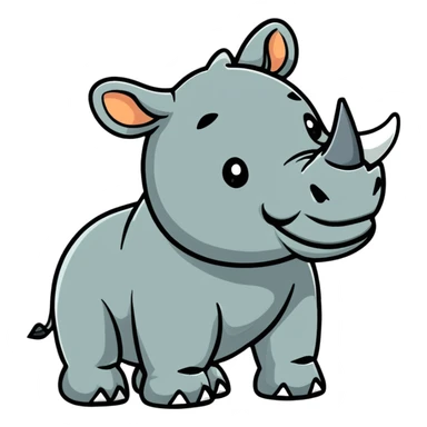 playful rhino character in colorful style sticker