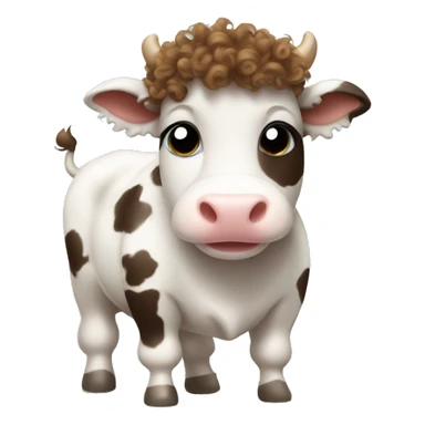 Baby cow with fluffy and curly hair  sticker