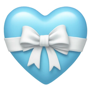 Light blue heart with white bow wrapped in middle sticker