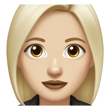Slavic woman with blue eyes, fair skin, straight brown hair with blonde streaks medium bob, goth eyes makeup, beige lips, dressed in white T-shirt and office black jacket. sticker