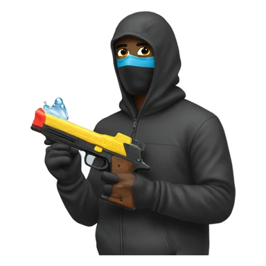man with ski mask and water gun sticker