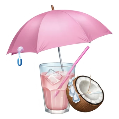 coconut drink with light pink umbrella sticker